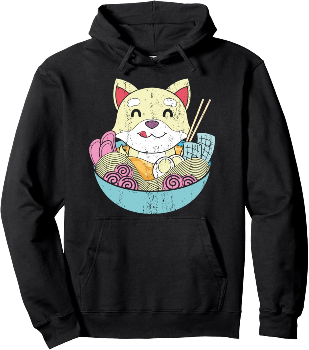 Japan Shiba Inu Hund Anime Ramen Kawaii Pastel Goth Pullover Hoodie