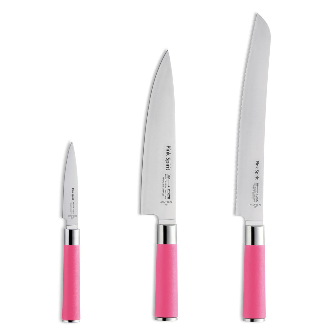 F. DICK Pink Spirit - Kochmesser Set (für Profi- und Hobbyköche, 3er Set, 56 HRC, einfache Reinigung