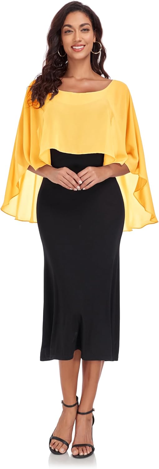 Chiffon Wrap Shawls Capes for Evening Dresses Wedding Bridal Bolero Shawl Wraps for Women Gelb, Gelb