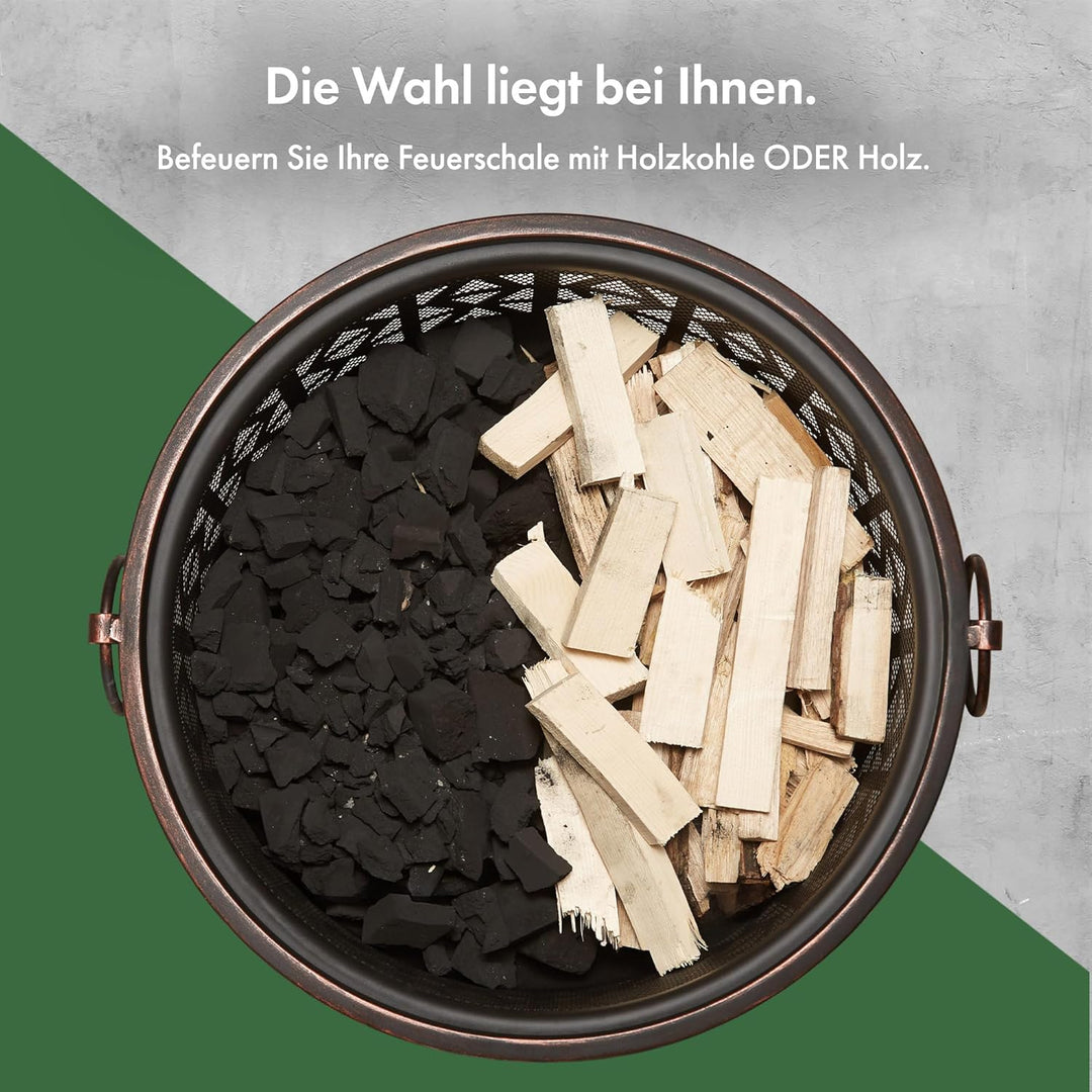 Vonhaus Feuerstelle für Garten, Terrasse und Outdoor – tragbar und leicht, Bronziertem Stahl, Feuerh