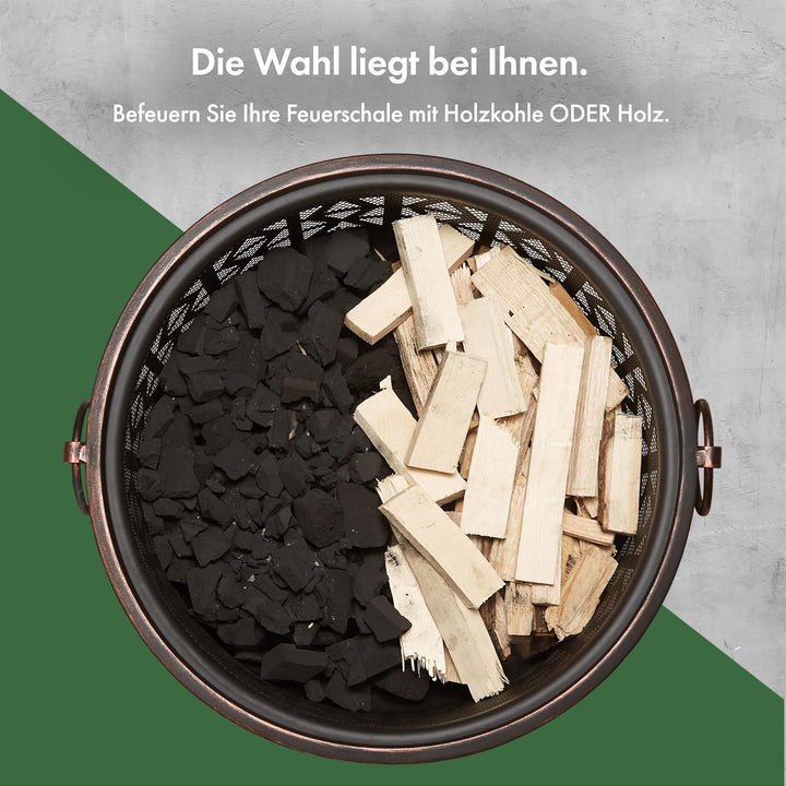 Vonhaus Feuerstelle für Garten, Terrasse und Outdoor – tragbar und leicht, Bronziertem Stahl, Feuerh