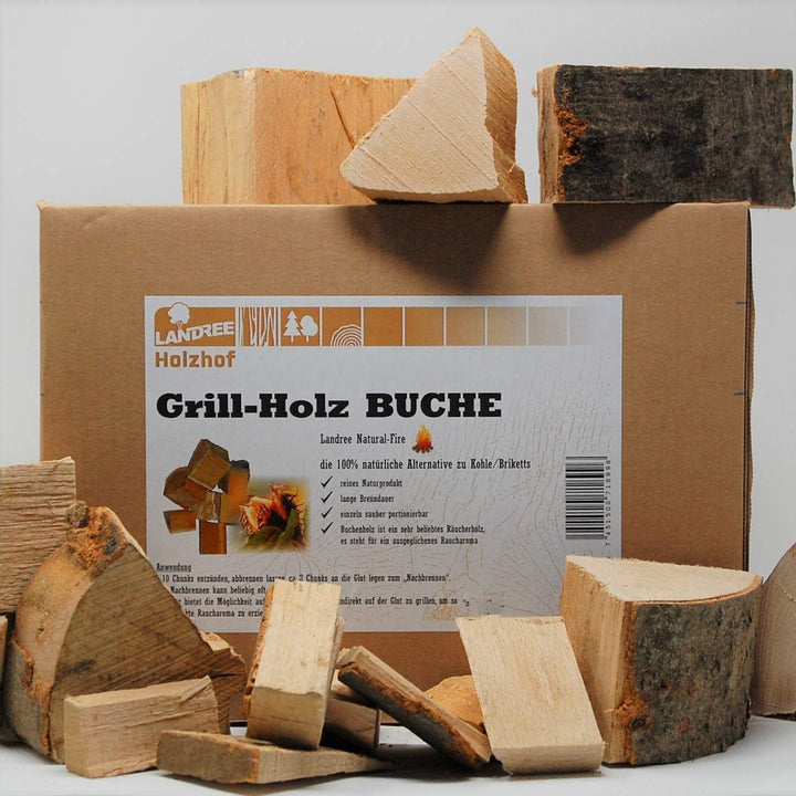 Landree® BBQ Grillholz Buche 3,5KG – die (saubere) Alternative zu Holzkohle oder Grillbriketts - sic