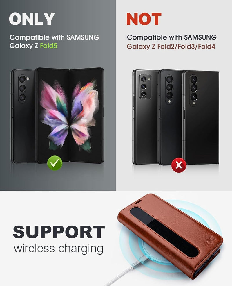 OCASE Aktualisierte Version Hülle Samsung Galaxy Z Fold 5 5G Handyhülle [mit S Pen Halter] [Vorderse