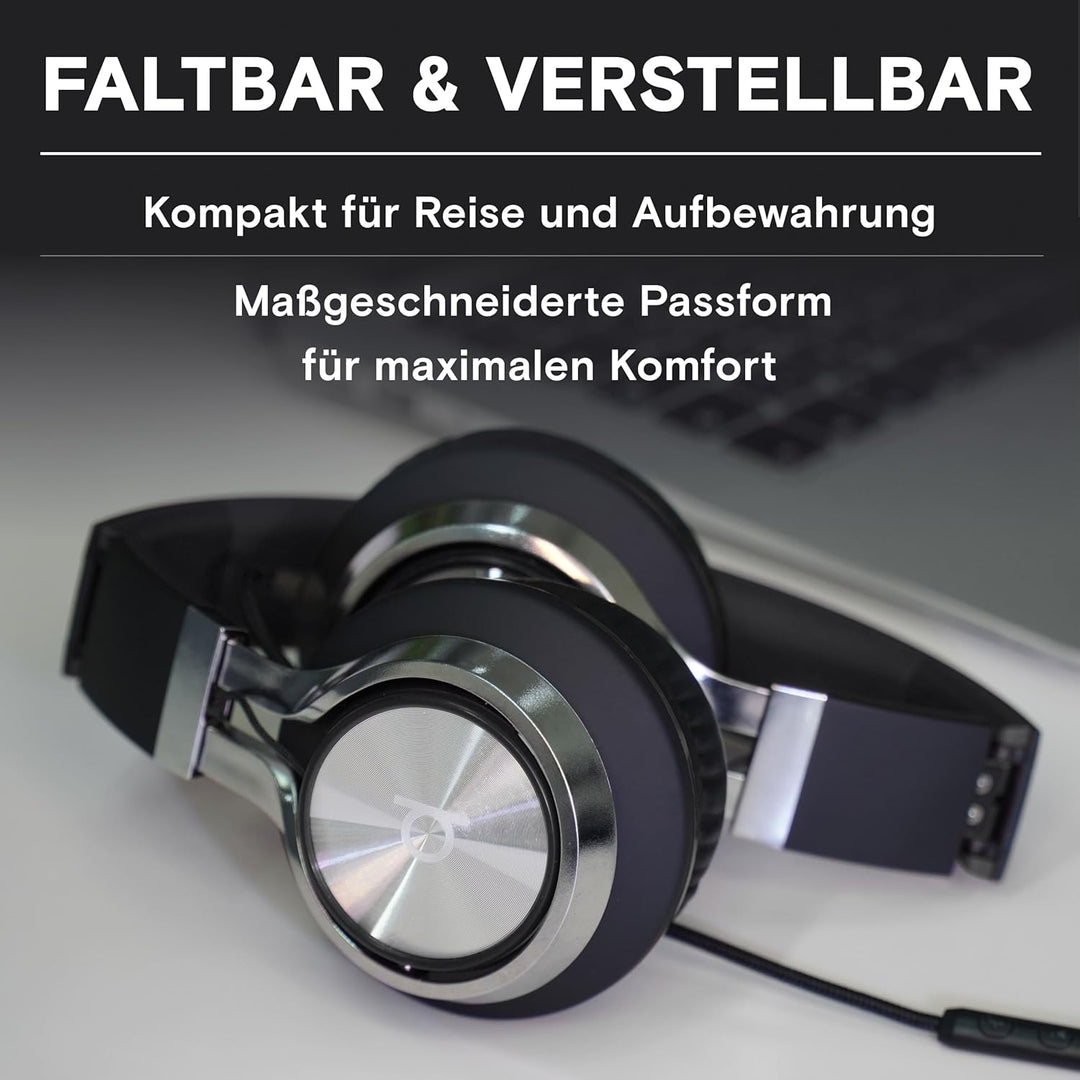 ARTIX® Kopfhörer mit Kabel und Mikrofon, Faltbar und tragbar, Premium 90% Kopfhörer Noise Cancelling