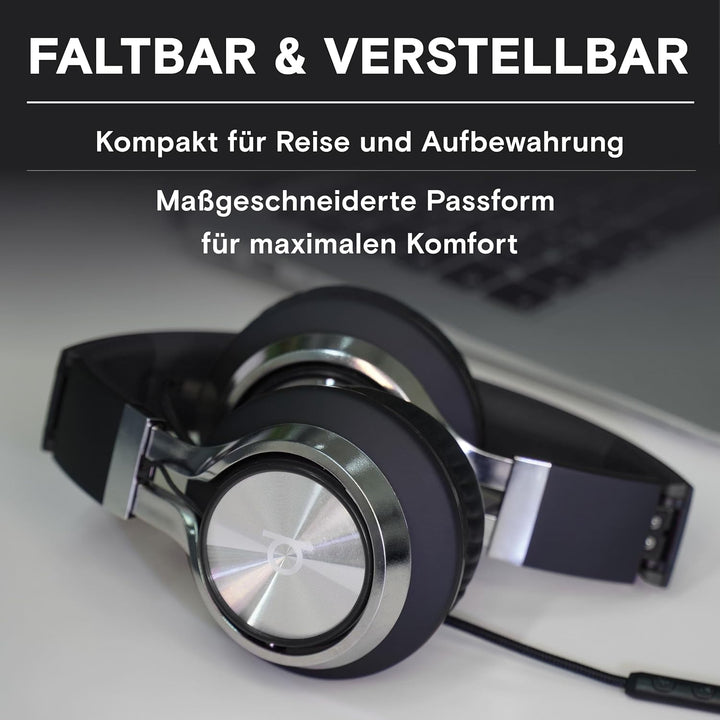 ARTIX® Kopfhörer mit Kabel und Mikrofon, Faltbar und tragbar, Premium 90% Kopfhörer Noise Cancelling