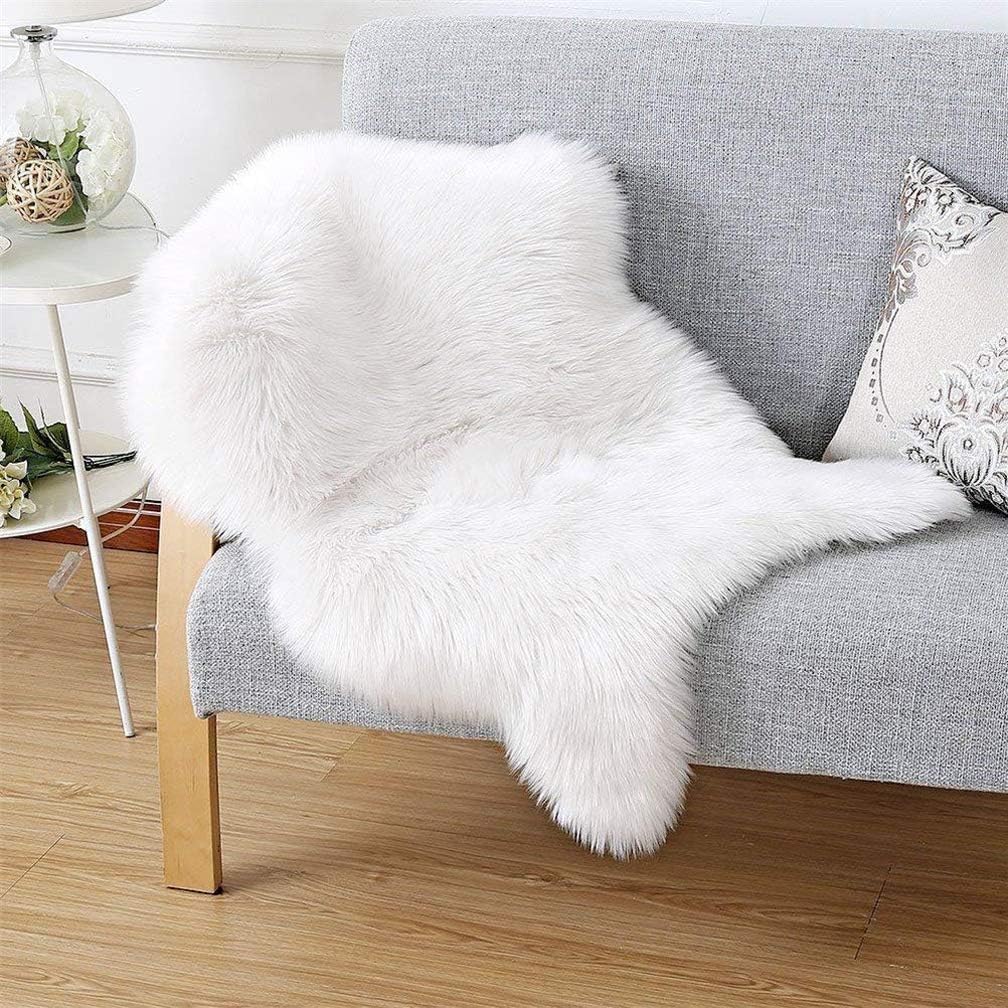 JXLOULAN Faux Lammfell Schaffell Flauschig Teppich 50 x 80 cm Nachahmung Wolle fellteppich Weiche Lo