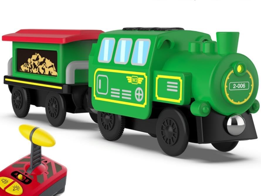 OBEST Ferngesteuert Zug elektrische Spielzeug RC Zug für Kinder ab 3 Jahren, kompatibel mit Holzeise