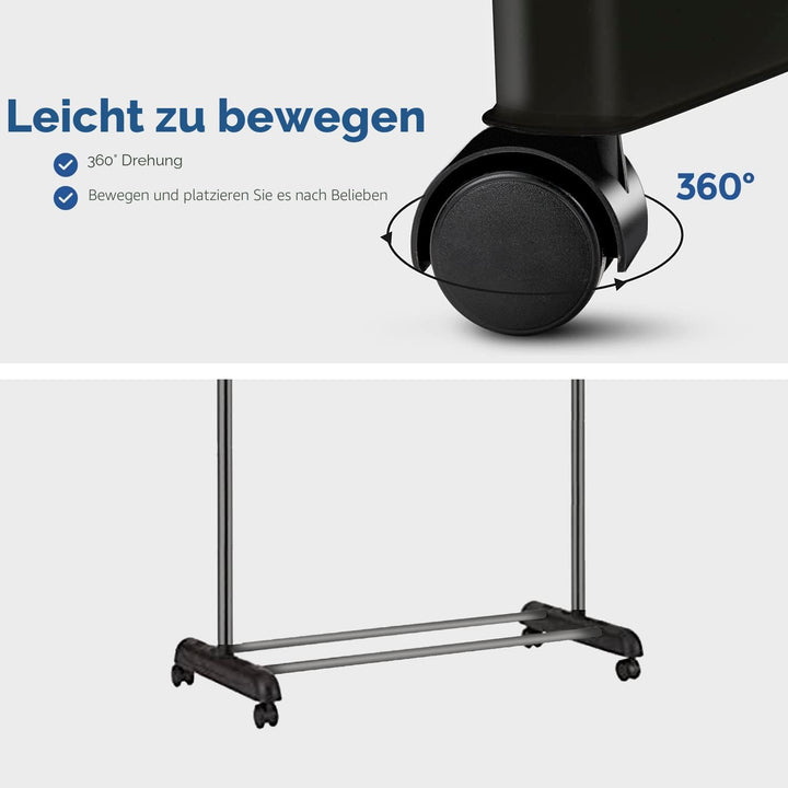 edihome, Kleiderständer, Kleiderständer, Kleiderschrank, robust, aus Metall und tragbar, mit Rädern
