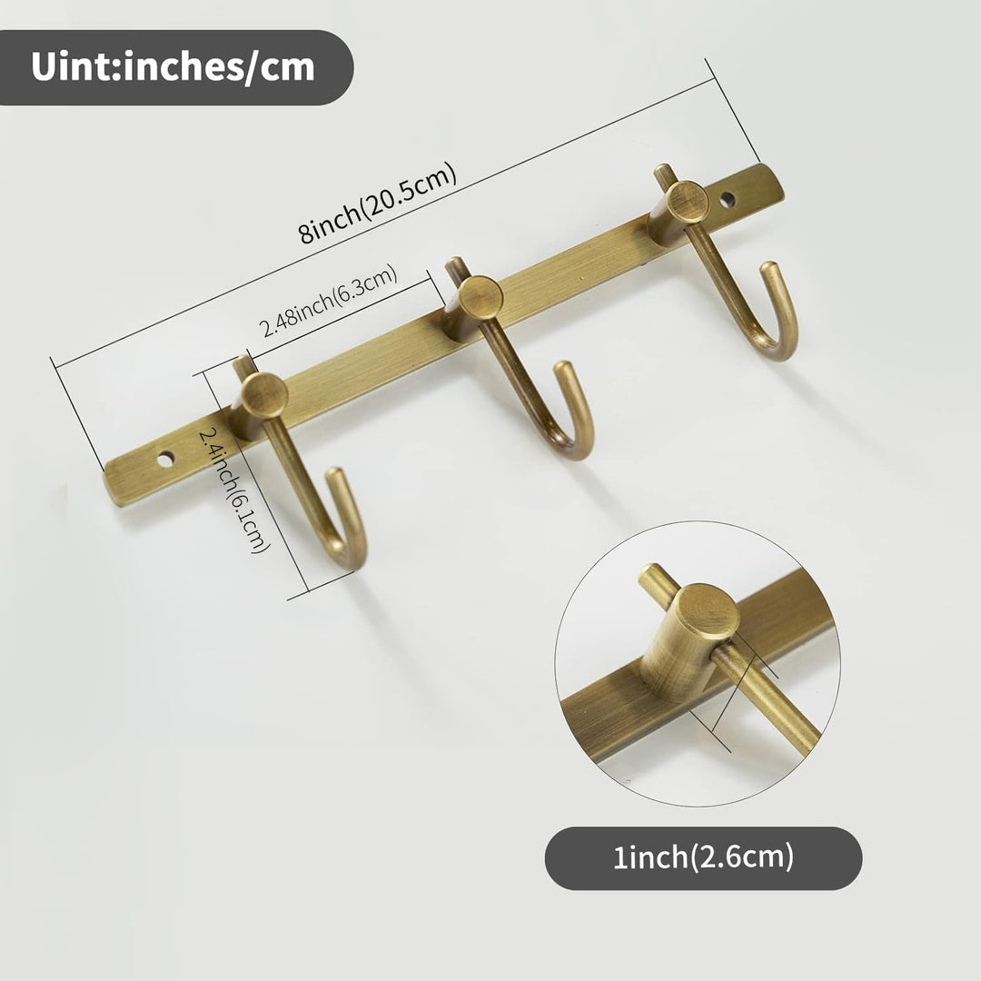 WINCASE Wand montiert Messing antik gebürstet Bronze Reihe Haken mit 3 Heavy Duty Europäischen klass
