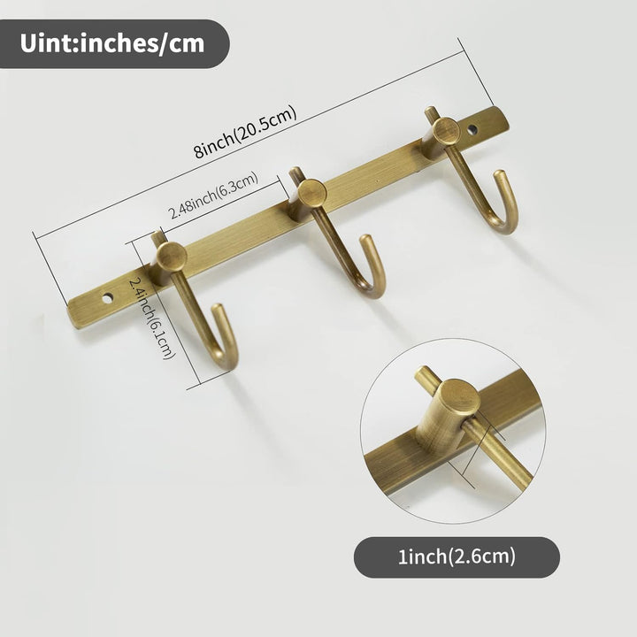 WINCASE Wand montiert Messing antik gebürstet Bronze Reihe Haken mit 3 Heavy Duty Europäischen klass