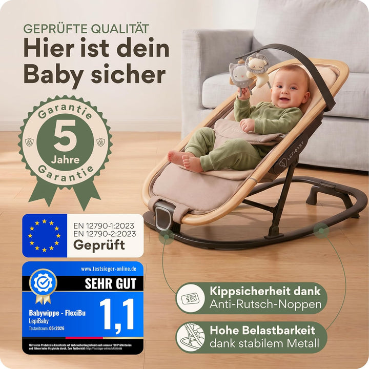 FlexiBu Babywippe Faltbar &amp; Verstellbar | Baby Wippe Neugeborenen bis 12 Monate | Bouncer Newborn-Ei