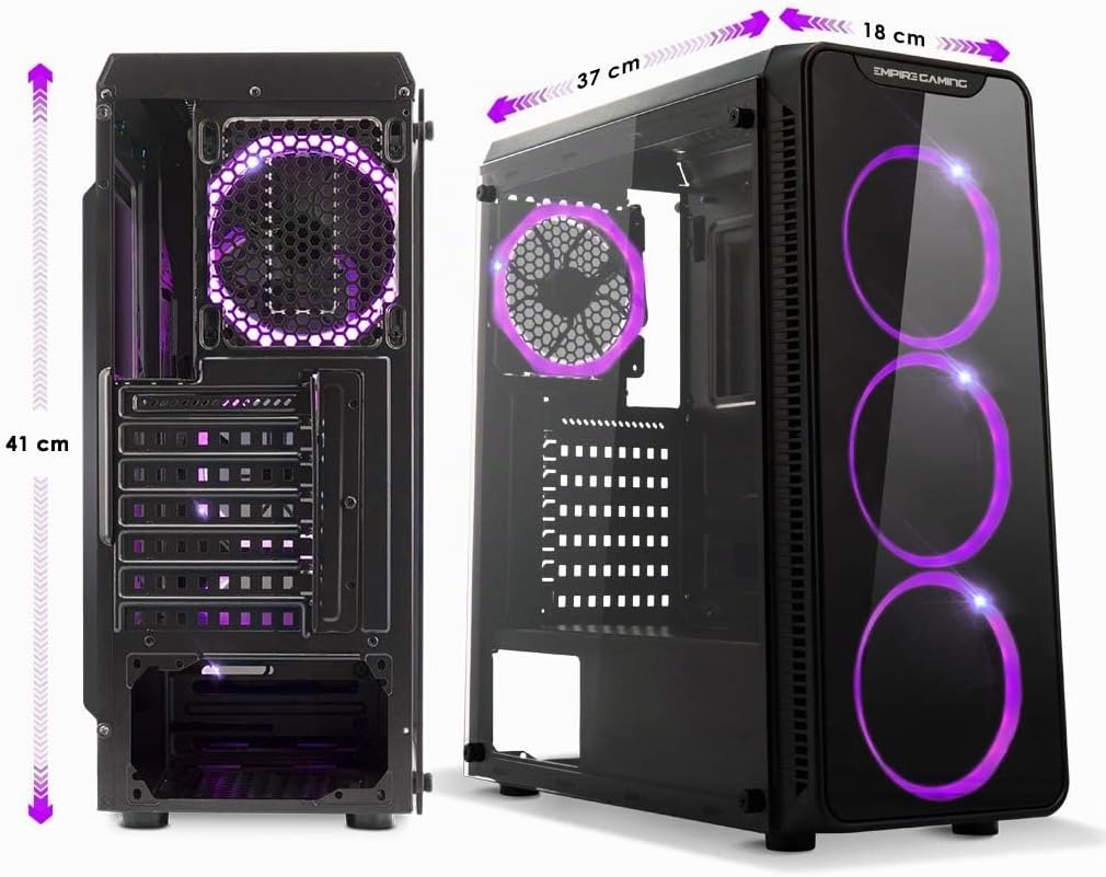 EMPIRE GAMING Warmachine - Gamer-PC-Gehäuse – Mittelgrosser Gehäuseturm ATX - 4 geräuschlose Lüfter