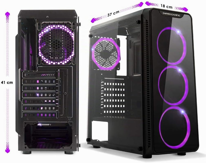 EMPIRE GAMING Warmachine - Gamer-PC-Gehäuse – Mittelgrosser Gehäuseturm ATX - 4 geräuschlose Lüfter