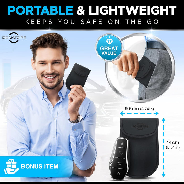 Ironstripe Keyless Go Schutz Autoschlüssel Box, Extra Gross 19 x 12 x 9 cm Faraday Box, Diebstahlsch