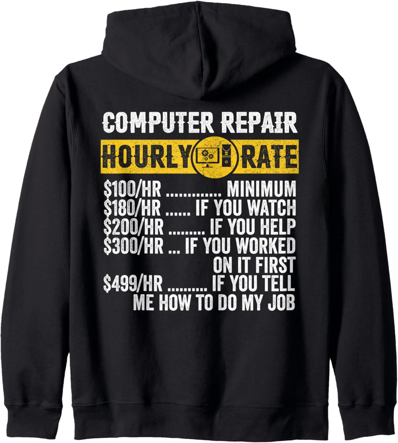 Vintage Computer Repair Apparel Tech Stundensatz Herren Kapuzenjacke