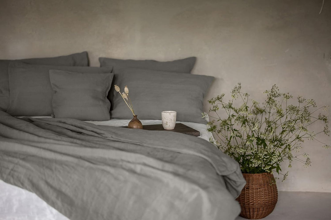 Ger3as Leinen Bettwäsche Set 100% Natur Leinen Stonewashed, Naturfaser Leinen, mit Hotelverschluss (