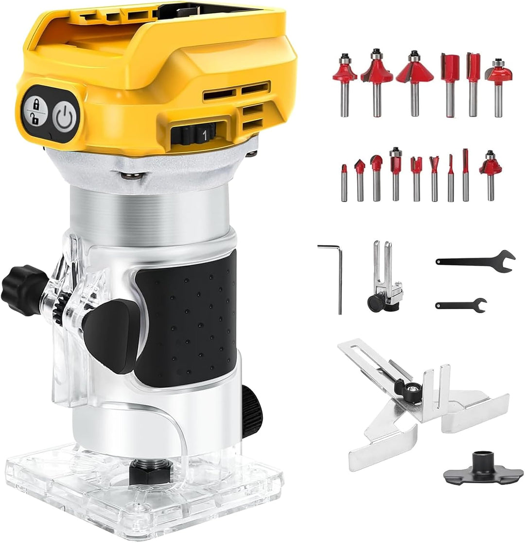 Akku Oberfräse kompatibel mit Dewalt 18V Akku, 1300W Oberfräse Trimmer Einhandfräse, Bürstenloser Ka