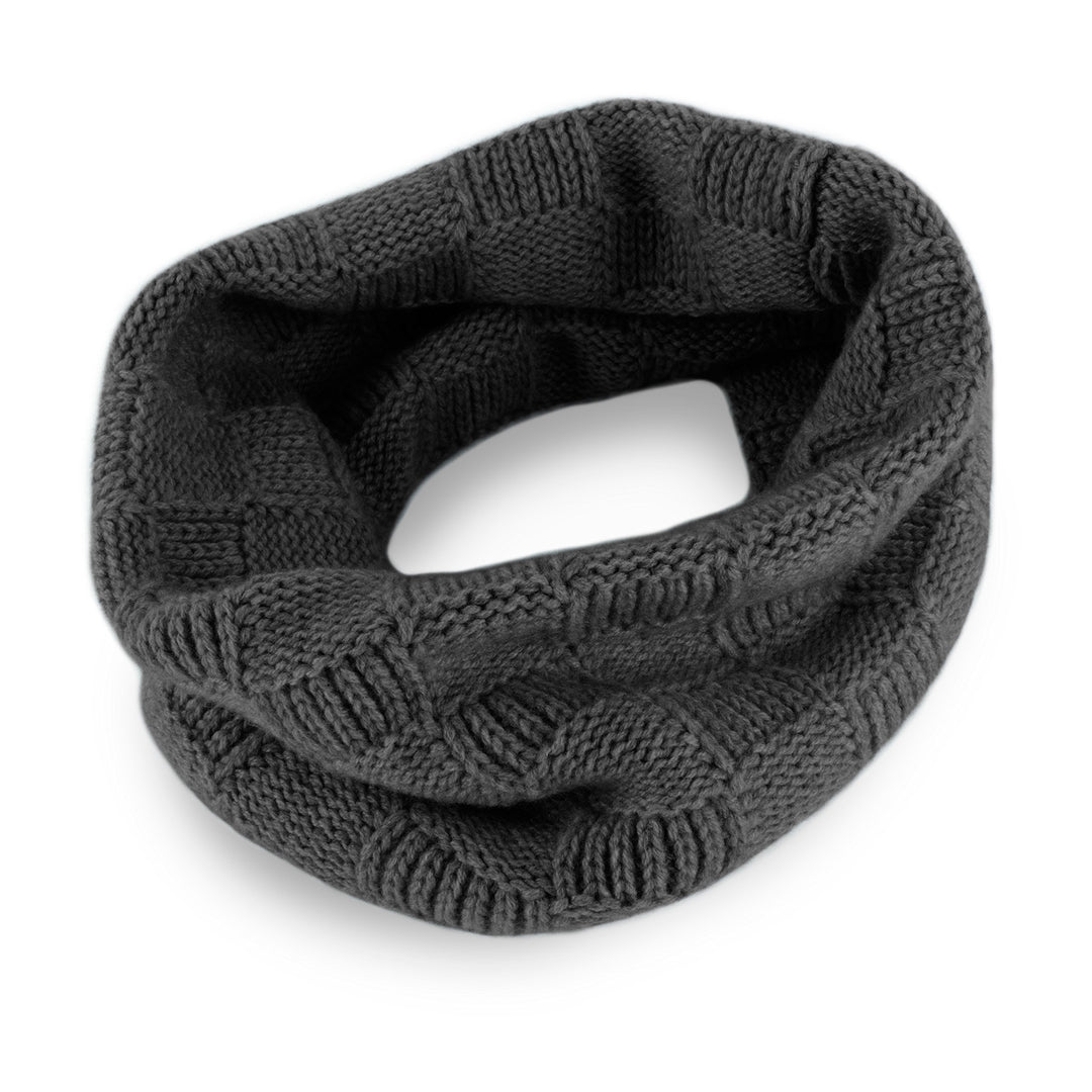 Love Cashmere Damen 100% Kaschmir-Schlauchschal mit Schachbrettmuster - Dunkelgrau - Handgefertigt i