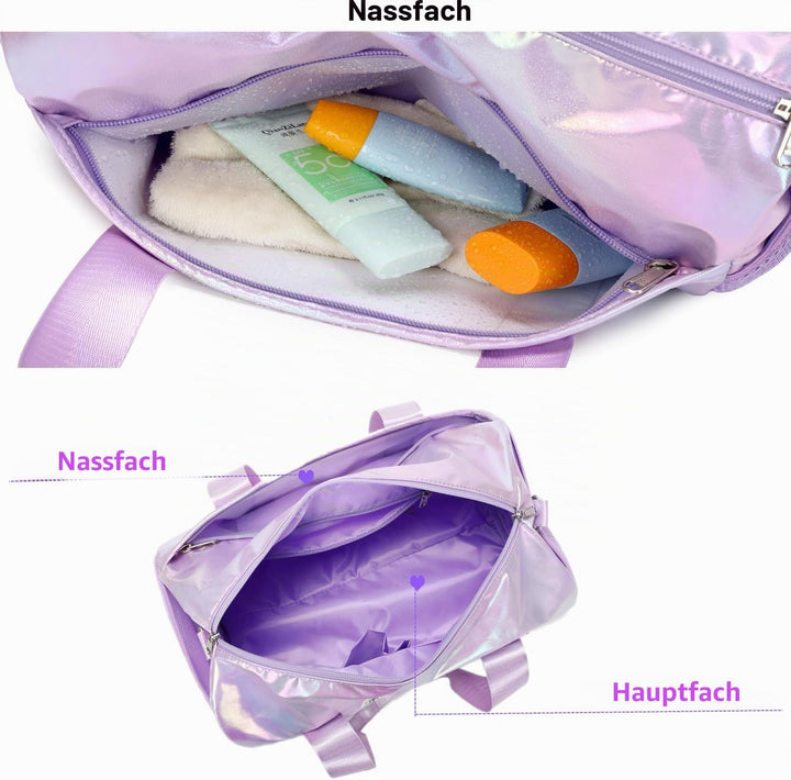 Jumpopack Kinder Mädchen Tanztasche Ballett Tasche Handtasche Mädchen Geschenk mit Nassfach - Regenb