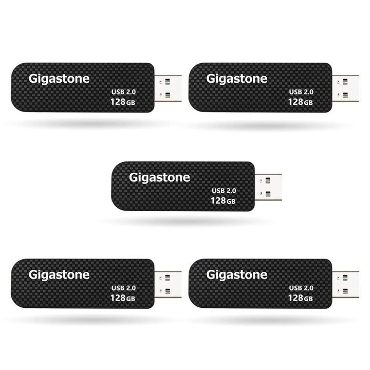 Gigastone V30 USB-Stick 128GB 5 Stück Speicherstick USB 2.0 Für PC/Tablet/TV/Auto (Schwarz) 128 GB 5