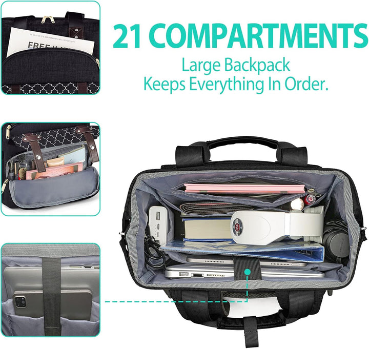 Kuosdaz Rucksack Damen, Schulrucksack Mädchen Teenager mit USB Ladeanschluss & Laptopfach, 15,6 Zoll