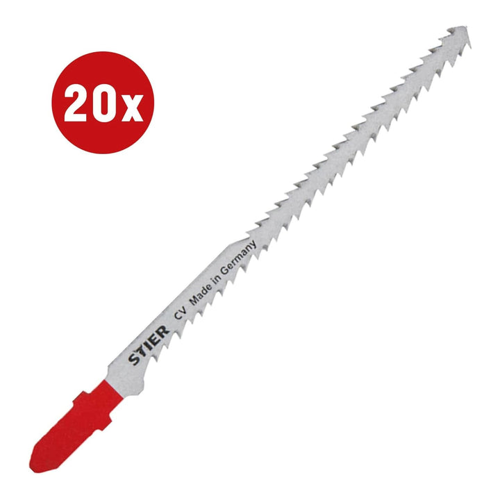 STIER Stichsägeblatt, 20 Stück, ST3182, Schnittlänge S 95 mm, Zahnteilung 2,2-3,2 mm, perfekt geeign