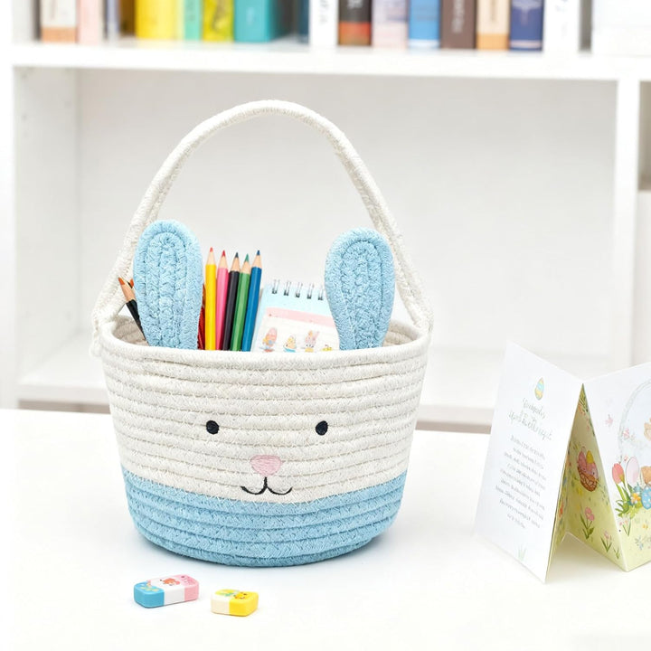 Osterkorb, Osterhasenkorb mit Griff, Osterkörbe für Kinder, Baby-Geschenkkorb, Eiereimer, Geschenke,