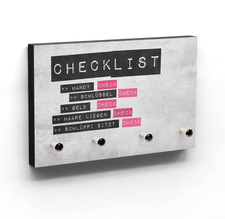 Schlüsselbrett Checklist für Frauen - Nichts mehr vergessen - Lustiges Schlüsselboard für Mädels - 4