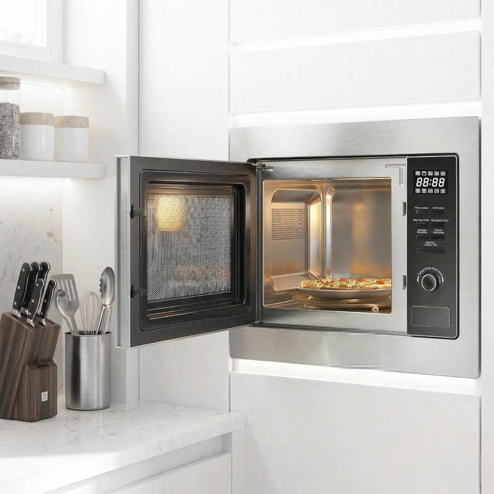 HEINNER HMW-MDBI25GDIX Einbau-Mikrowellenofen mit Digitalsteuerung und 1000W Grill (Edelstahl) – Ink