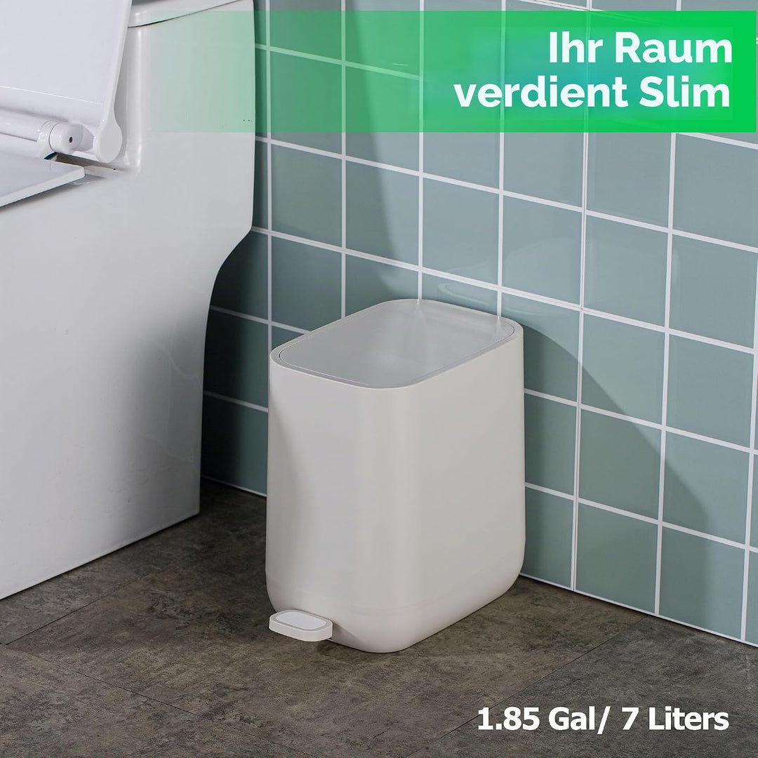 7 Liter Schlanker kleiner Küchen-Mülleimer mit Deckel Soft-Close-Staubeimer Trittpedal Mülleimer Zuh