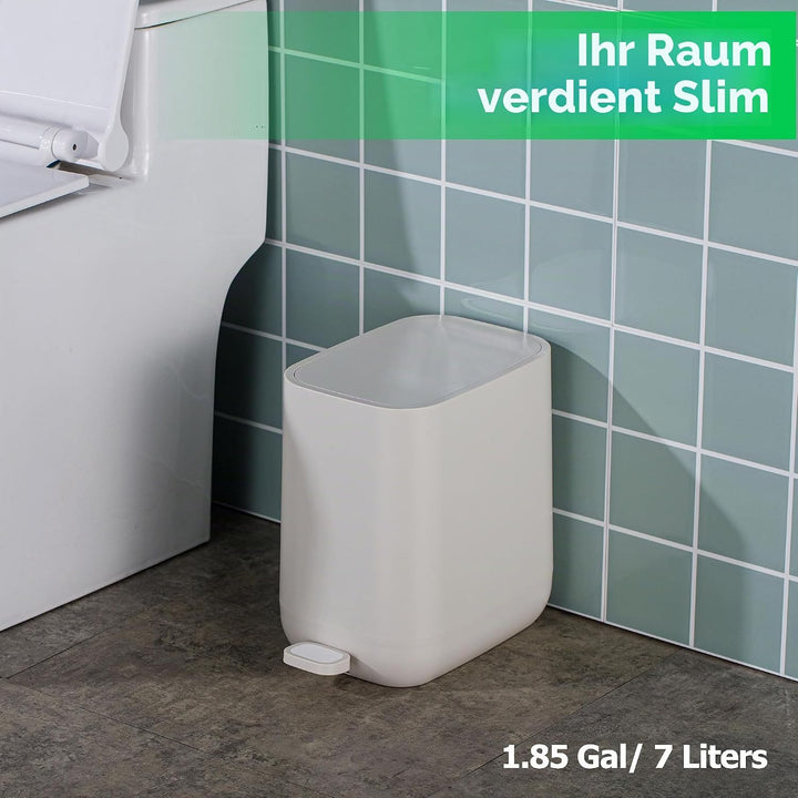 7 Liter Schlanker kleiner Küchen-Mülleimer mit Deckel Soft-Close-Staubeimer Trittpedal Mülleimer Zuh