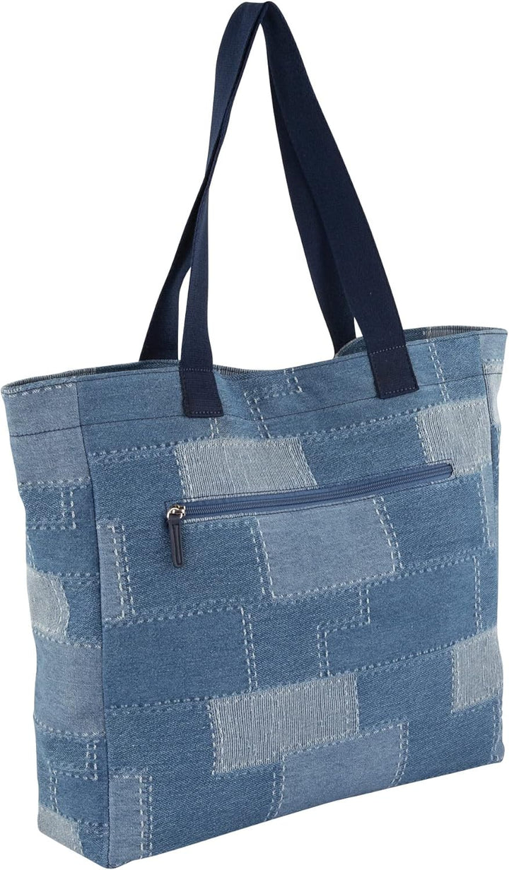 TOM TAILOR Damen Virginia Shopper mit Reisverschluss Mixed Blue, Mixed Blue