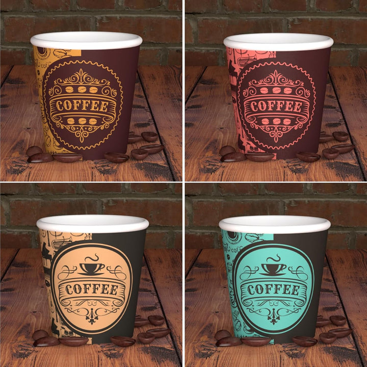 1000 Kaffeebecher aus Papier, 65 ml, PubCUP Mix Umweltfreundliche biologisch abbaubare Einwegbecher,