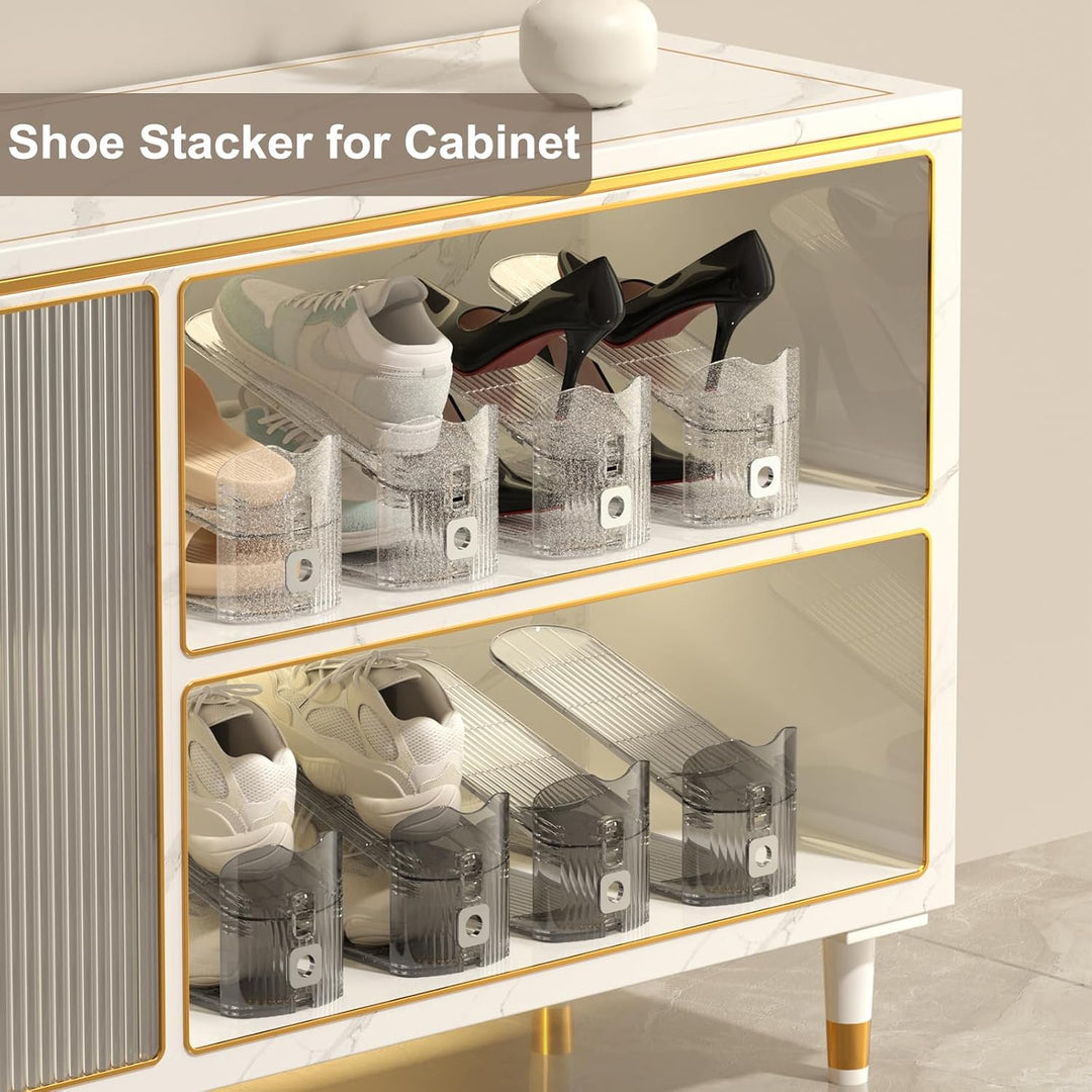 GlSAKE Schuhschlitz-Organizer, verstellbar und transparent, grau, Platzsparend, Aufbewahrung für Sch