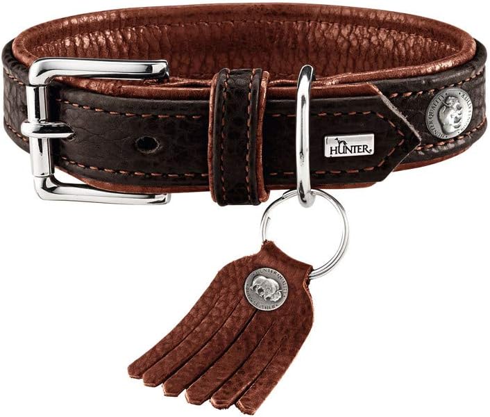 HUNTER CODY Hundehalsband, Leder, rustikal, weich, 40 (S), dunkelbraun/cognac 40 (S) dunkelbraun/cog