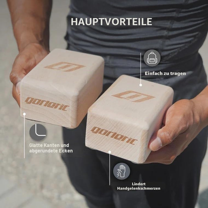 Handbalance Blöcke aus massivem Buchenholz, rutschfeste Stollen für Kiefer und fortgeschrittene Kief