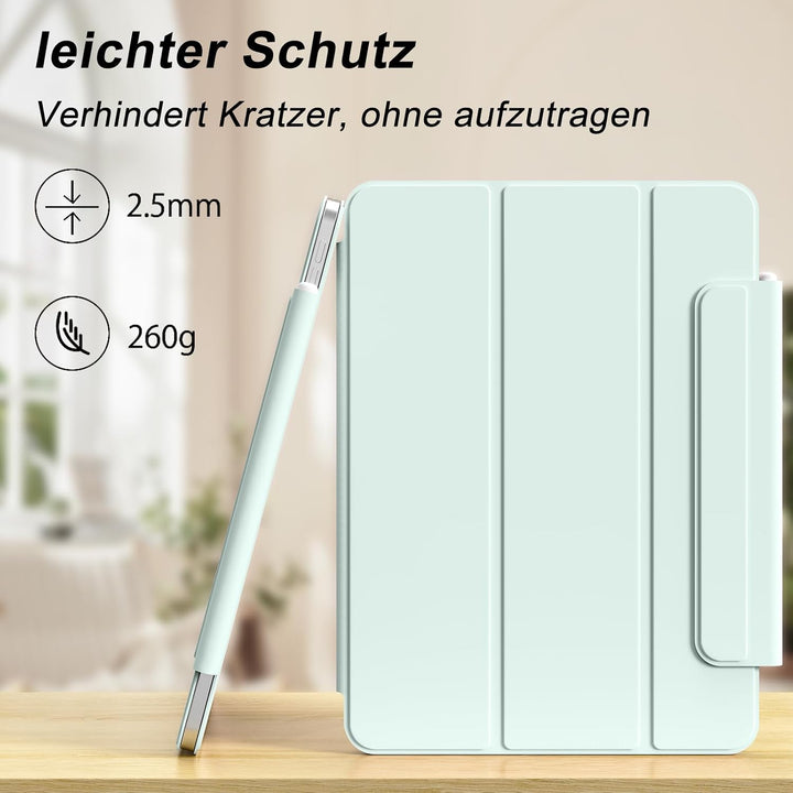 Magnetisch Hülle für iPad (A16) 11./10. Gen (2025/2022), Hellgrün 2-Hellgrün, 2-Hellgrün