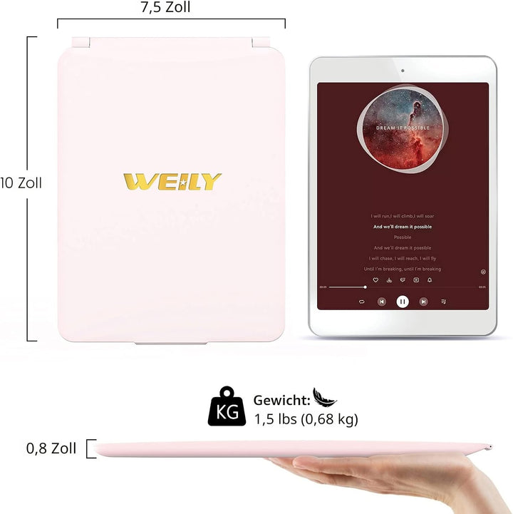 WEILY Schminkspiegel mit Beleuchtung, Kosmetikspiegel DREI Farben Einstellbarer Led Kosmetikspiegel,