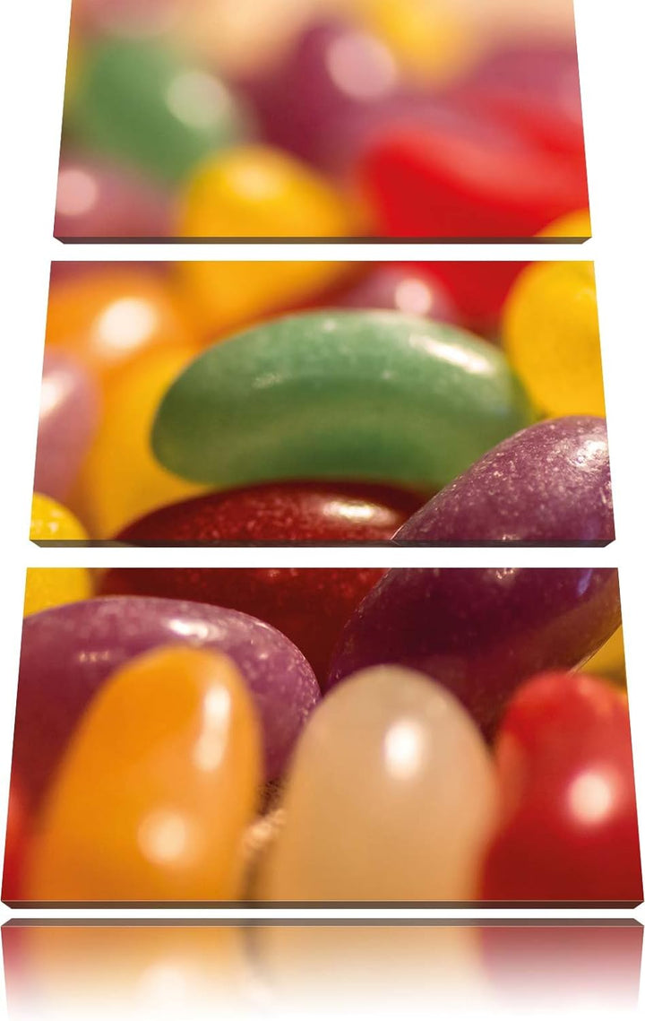 Pixxprint Süssigkeiten- Jelly Belly Beans 3-Teiler Leinwandbild 120x80 Bild auf Leinwand