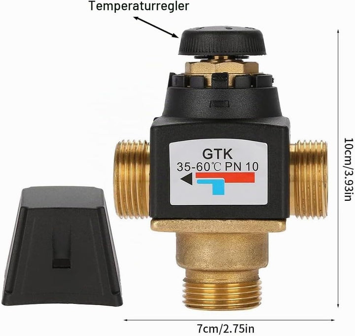 Thermostatisches Mischventil, Solar-Wassererhitzer 3-Wege DN20(G3/4) Aussengewinde Messing Kalt-/War