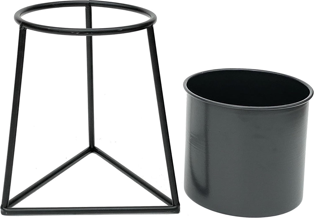 DanDiBo Blumenhocker mit Topf Metall Schwarz S 25 cm Blumenständer 96052 Blumensäule Modern Pflanzen