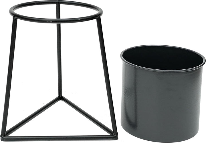 DanDiBo Blumenhocker mit Topf Metall Schwarz S 25 cm Blumenständer 96052 Blumensäule Modern Pflanzen