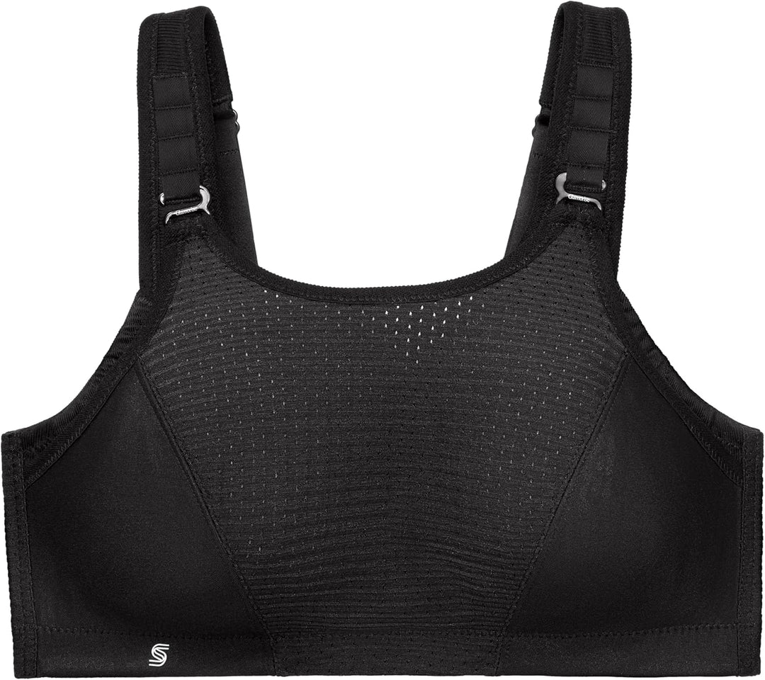 Glamorise Damen Sports Bra, 254 cm 75B Einfarbig Schwarz, 75B Einfarbig Schwarz