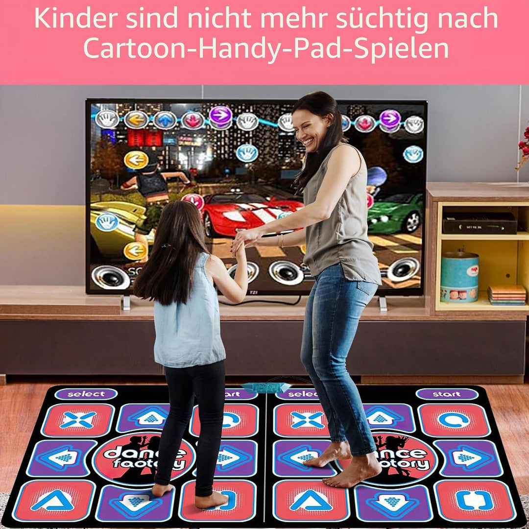 Tanzmatte 2-in-1 für TV und PC, doppelte Tanzmatte für Kinder und Erwachsene, interaktives D-Henkel-