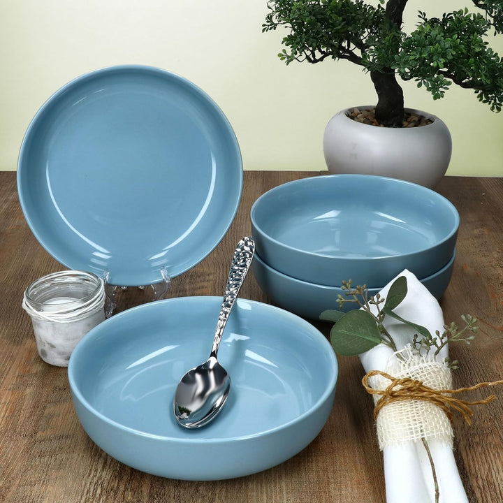 Ritzenhoff & Breker Jasper 4er Set Suppenteller Graublau I 610 ml, Ø 19,3cm I Steingutteller für 4 P