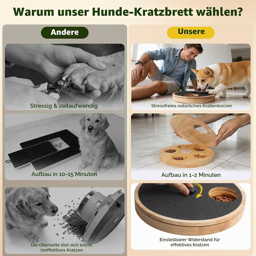 Hundekratzbrett für Krallen mit Leckerli-Box, Hundekrallen-Kratzunterlage, einstellbares interaktive