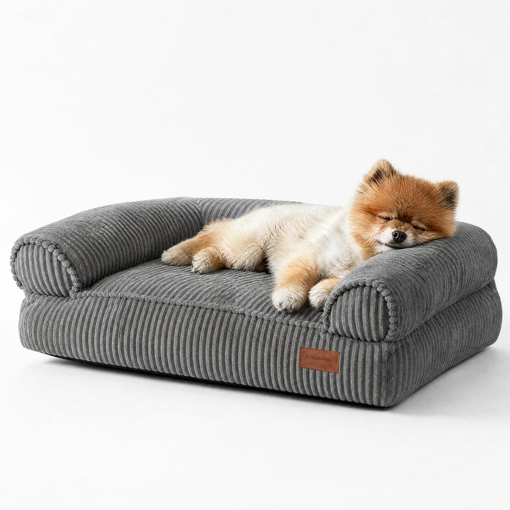 FUKUMARU Katzensofa Bett, Corduroy Gemütliches Katzenbett für drinnen mit abnehmbarem waschbarem Bez