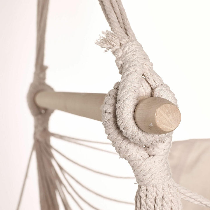 Loberon® Hängesessel Leano, Baumwolle/Polyester/Polyester, H/B ca. 130/100 cm, Creme