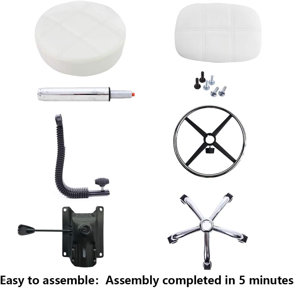 KKTONER Rollhocker Arbeitshocker mit Rückenlehne Höhenverstellbarer 53-68cm Salon Hocker PU Leder We