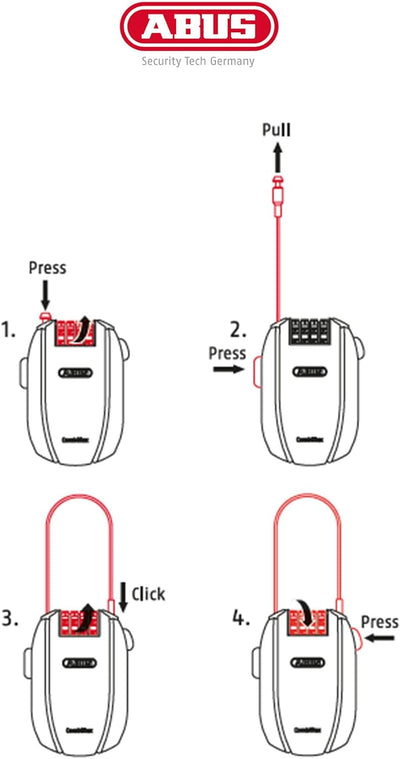 ABUS Kabelschloss Combiflex – Schloss zur Sicherung von Skiern, Helm, Kinderwagen und Gepäck – diver